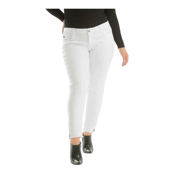 KanCan LA jeans 27” Opaque white denim sleek skinny cut raw hem zipper details - Picture 3 of 12